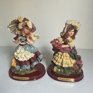 Vintage Yanglin Collection Victorian Lady Figurines Lot of 2 1990s NIB